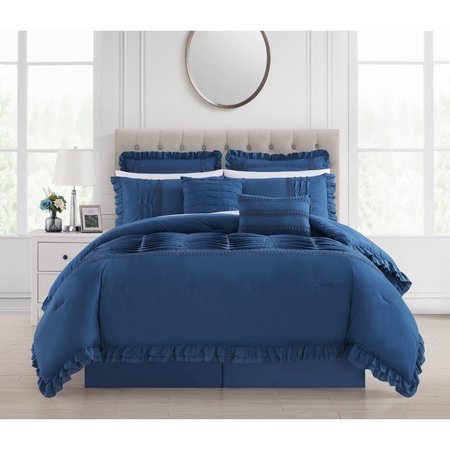 FIXTURESFIRST 8 Piece Yvana Comforter Set, Blue - King Size FI1704026